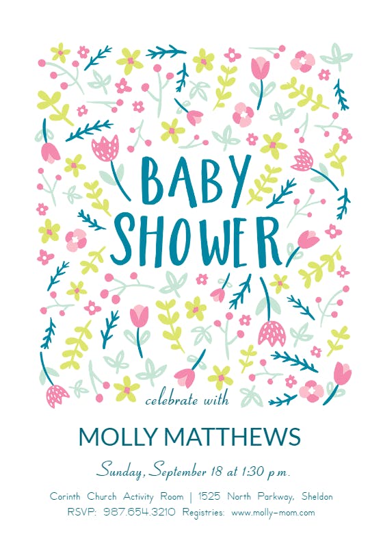 Floral focus final -  invitación para baby shower de bebé niña gratis