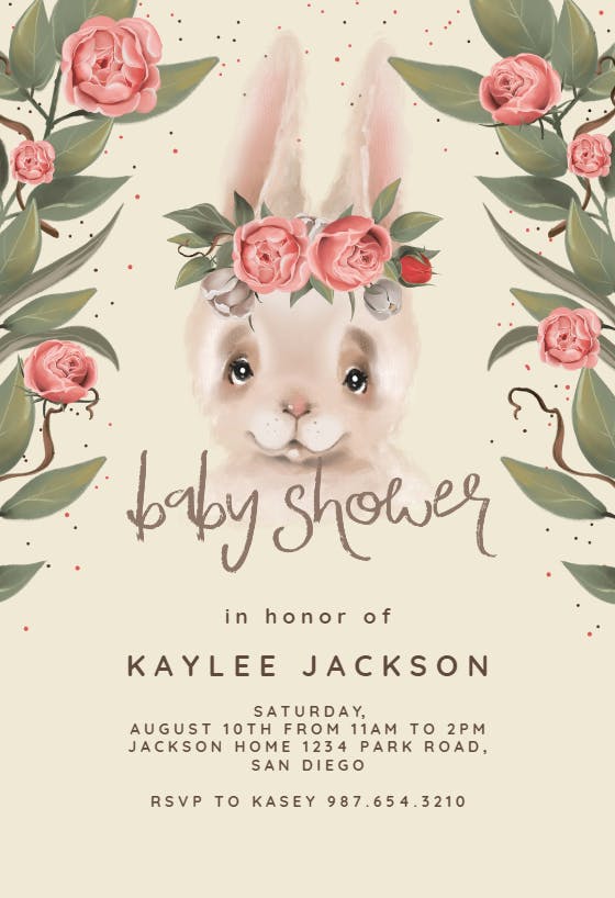 Floral forest animal - baby shower invitation