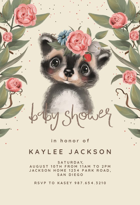 Floral forest animal -  invitación para baby shower