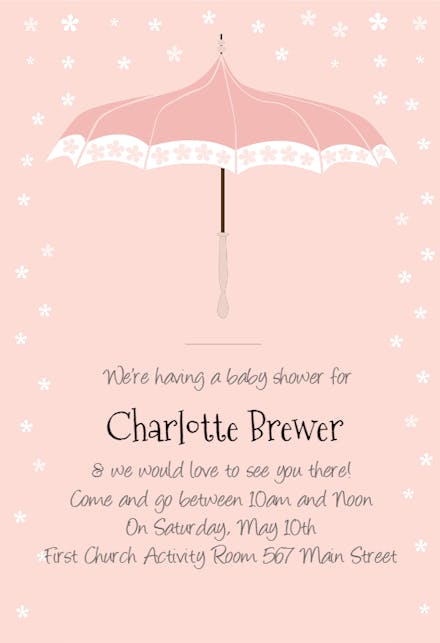 Floral Umbrella - Baby Shower Invitation