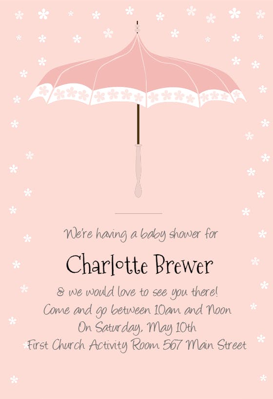 Floral umbrella - baby shower invitation