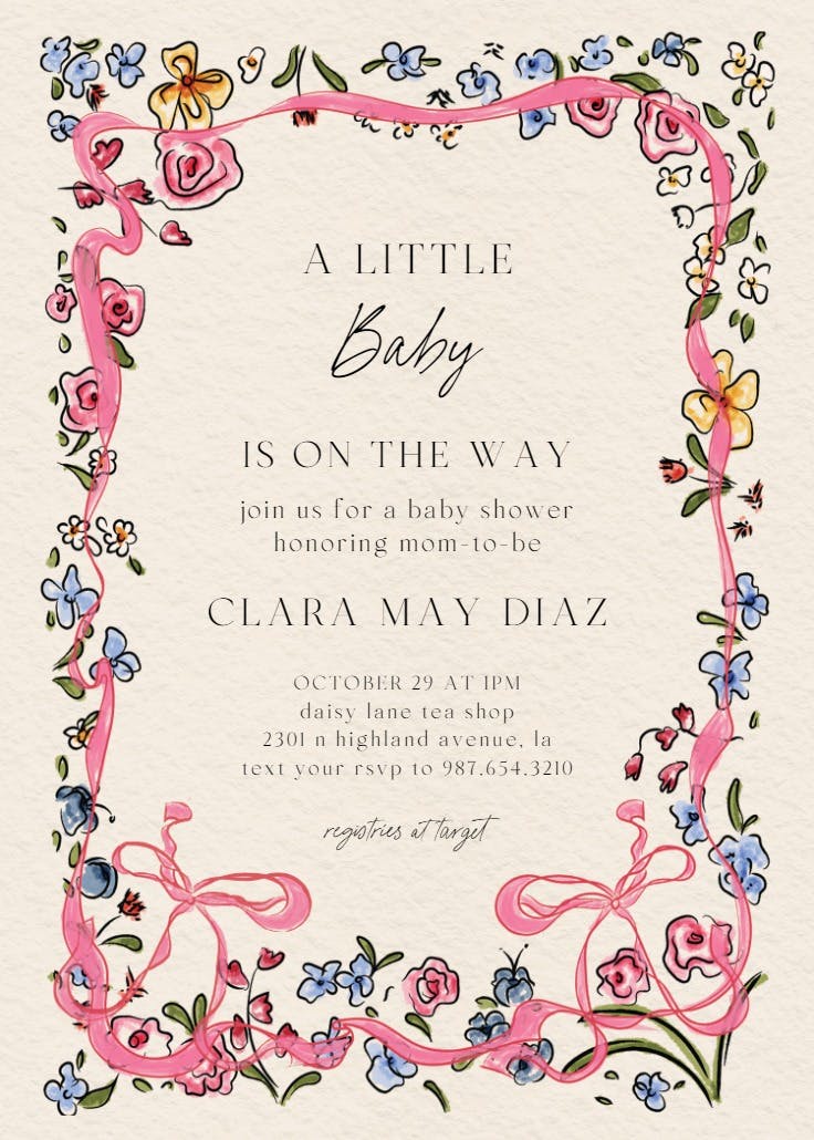 Flourished love - baby shower invitation