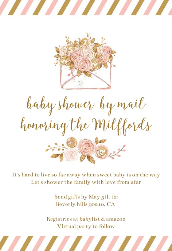 Flower envelope by mail -  invitación para baby shower de bebé niña gratis