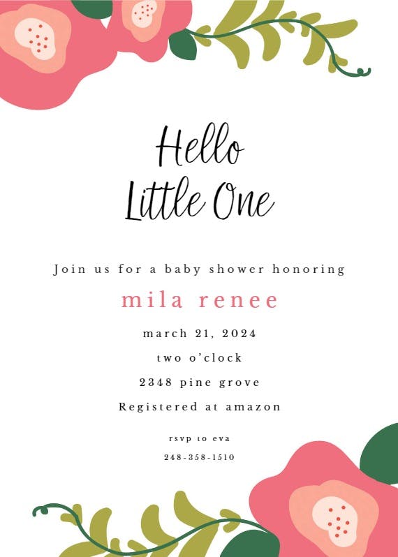 Flower patch -  invitación para baby shower