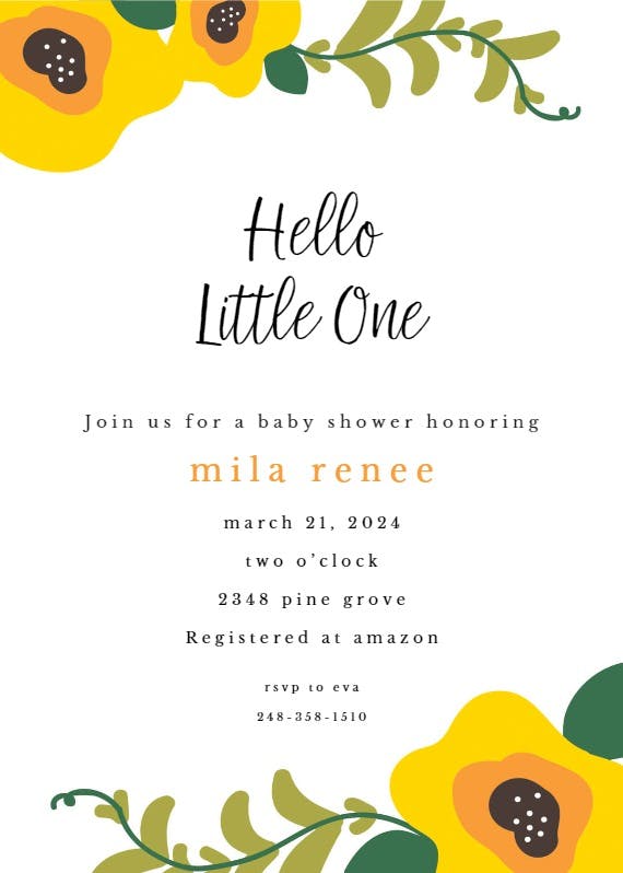 Flower patch - baby shower invitation