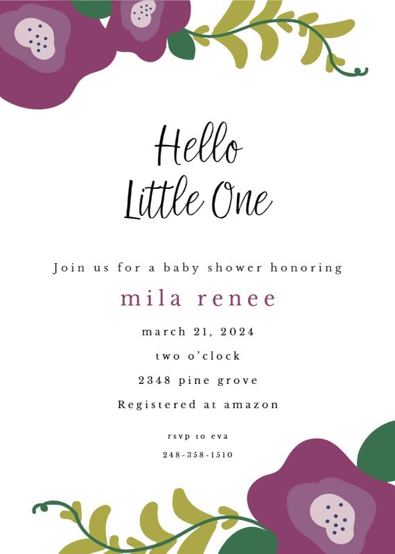 Flower patch - baby shower invitation