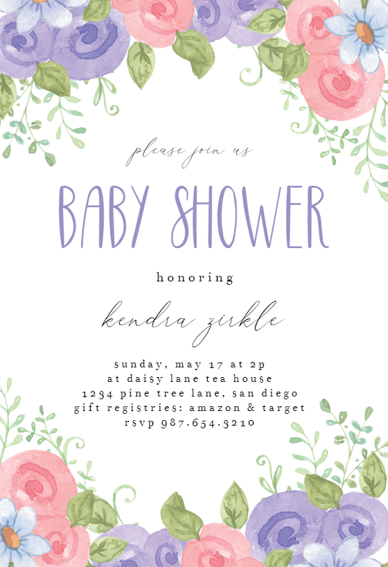 Baby Flowers Baby Shower Invitation Template (Free) Greetings Island