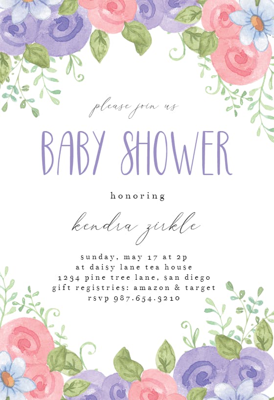 Flower -  invitación para baby shower de bebé niña gratis