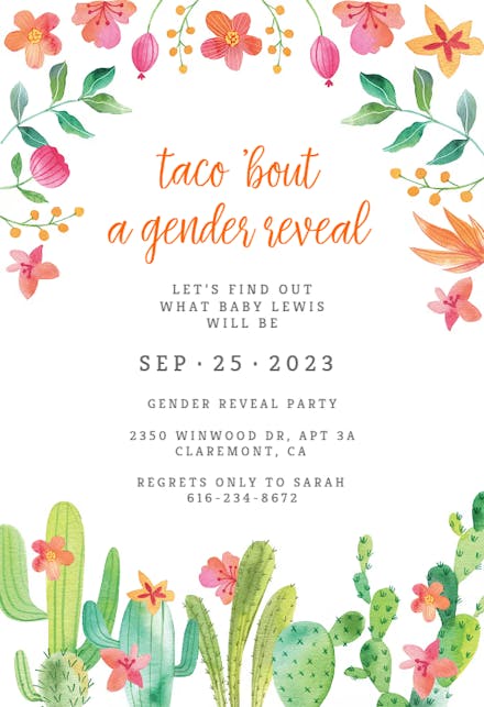 Flowerly Fiesta - Gender Reveal Invitation
