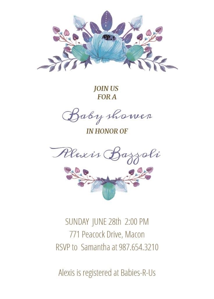 Flowers crown - baby shower invitation