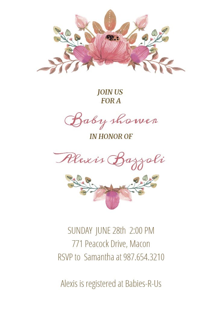 Flowers crown - baby shower invitation