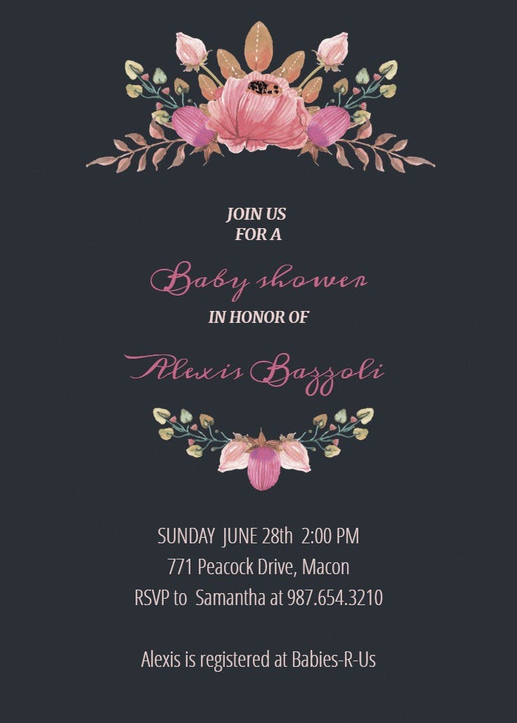 Flowers crown - baby shower invitation