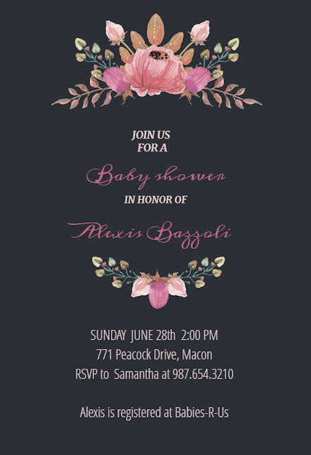 Flowers Crown - Baby Shower Invitation Template (Free) | Greetings Island