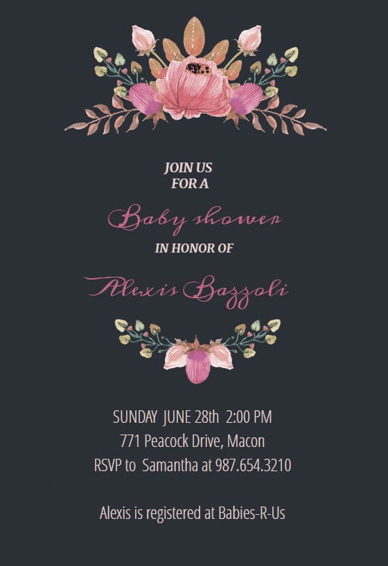 Flowers crown -  invitación para baby shower