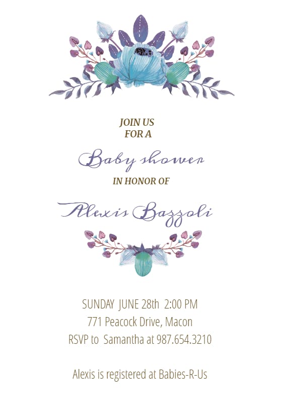 Flowers crown - baby shower invitation
