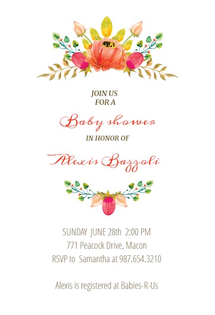 Flowers Crown - Baby Shower Invitation