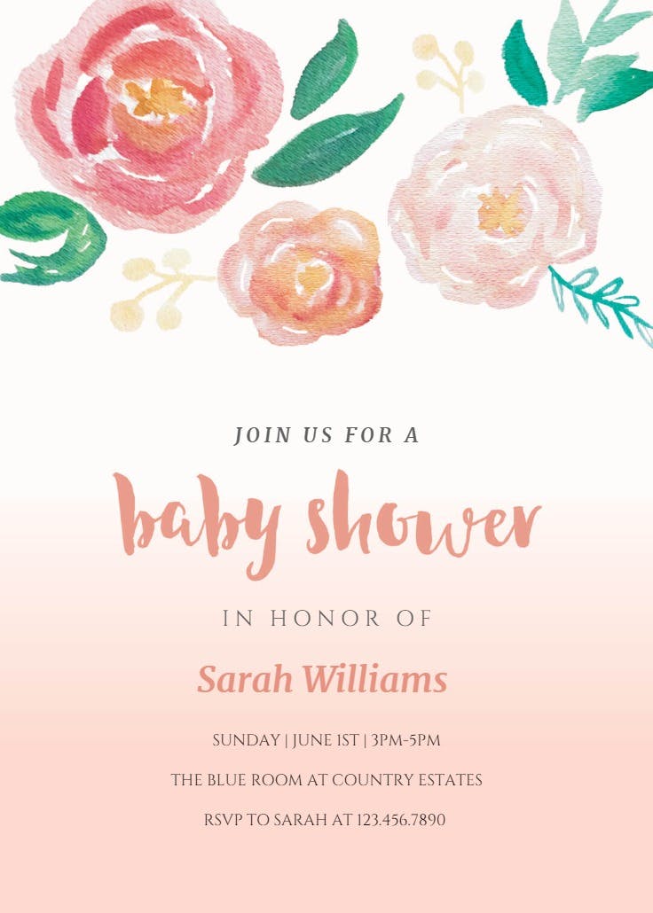 Flowers on canvas - invitación para baby shower