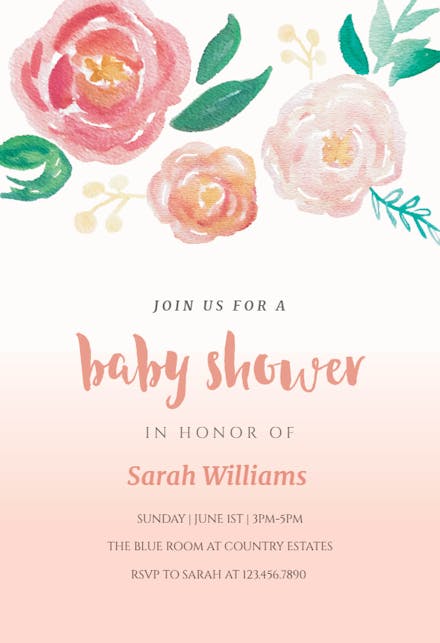 Flowers on Canvas - Baby Shower Invitation Template (Free) | Greetings ...