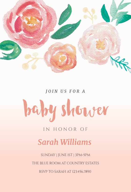 Flowers on canvas - baby shower invitation