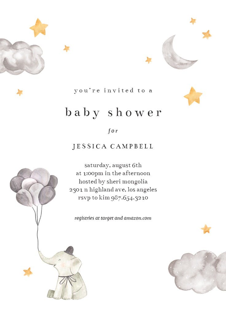 Fluffy clouds - baby shower invitation