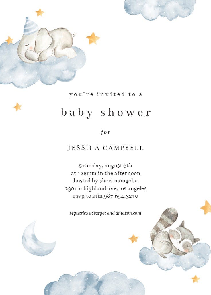 Fluffy clouds - baby shower invitation