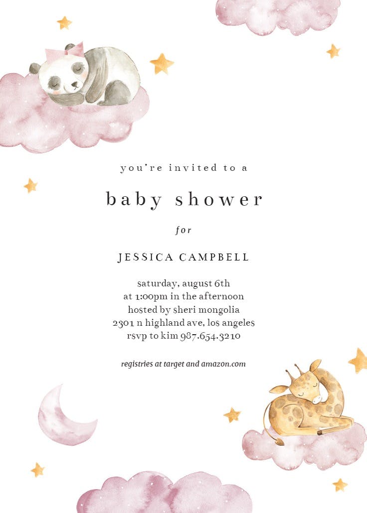 Fluffy clouds - baby shower invitation