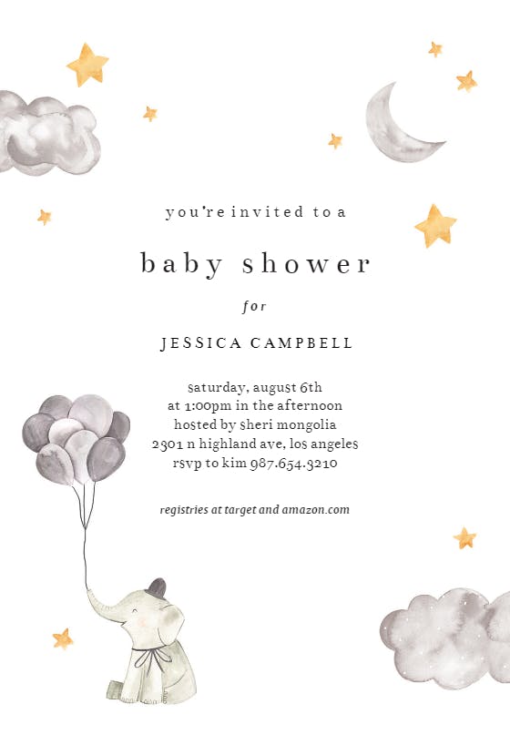 Fluffy clouds - baby shower invitation