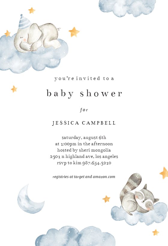 Fluffy clouds -  invitación para baby shower