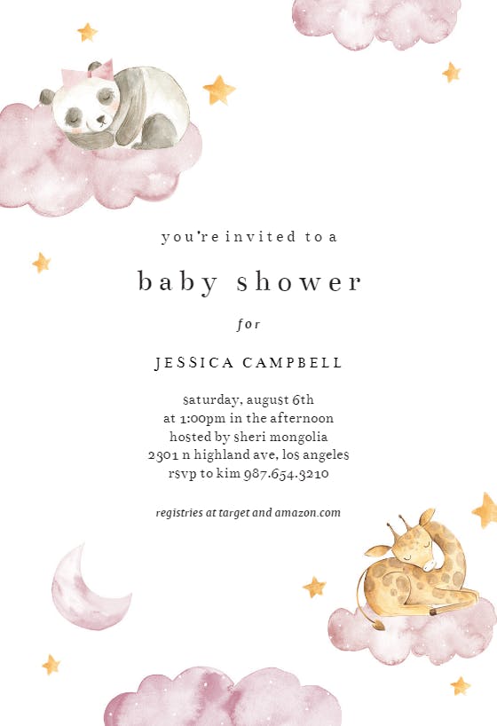Fluffy clouds - baby shower invitation