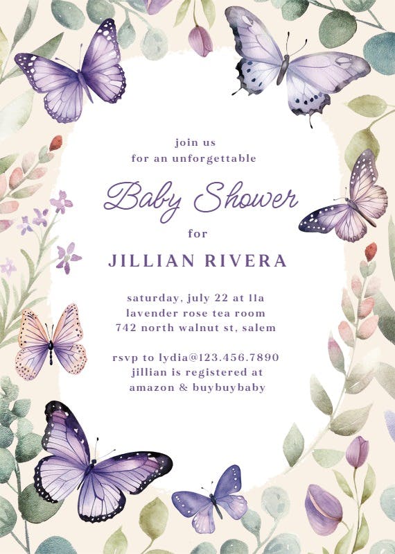 Flutter by -  invitación para baby shower de bebé niña gratis