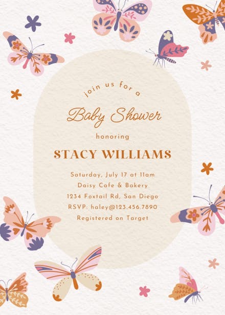 Fluttering fun - baby shower invitation