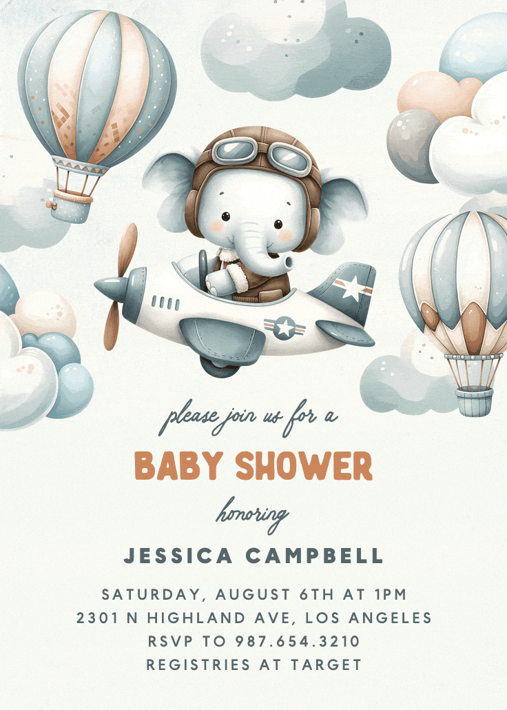 Flying high - baby shower invitation
