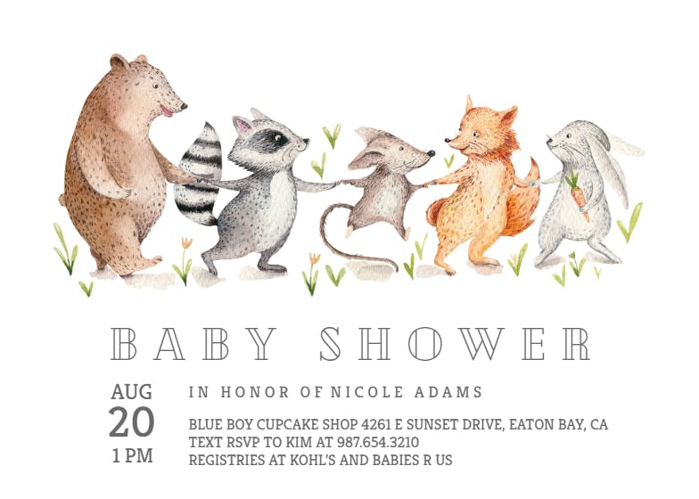 Woodland -  invitación para baby shower