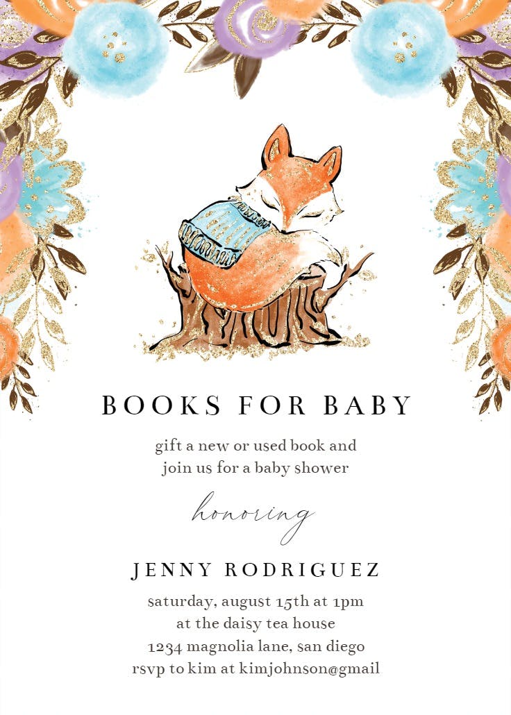 Fox books for baby - invitación para baby shower