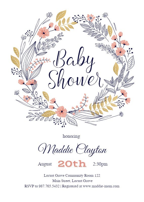 Friendship wreath - baby shower invitation