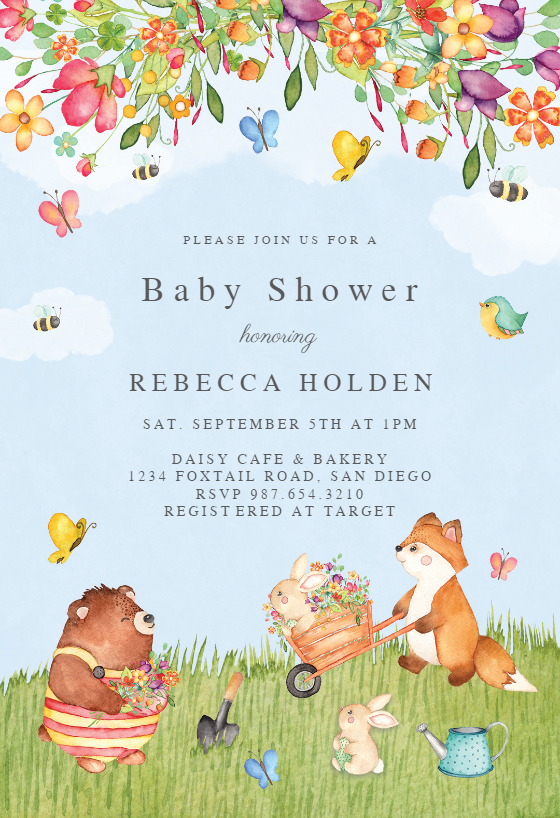 garden baby shower invitations