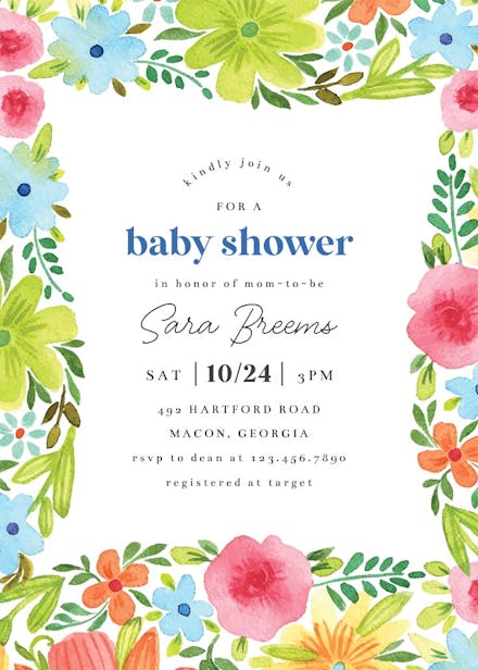 Gentle blossom - baby shower invitation
