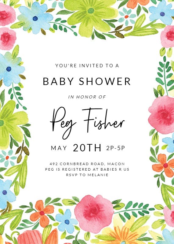 Gentle blossom -  invitación para baby shower