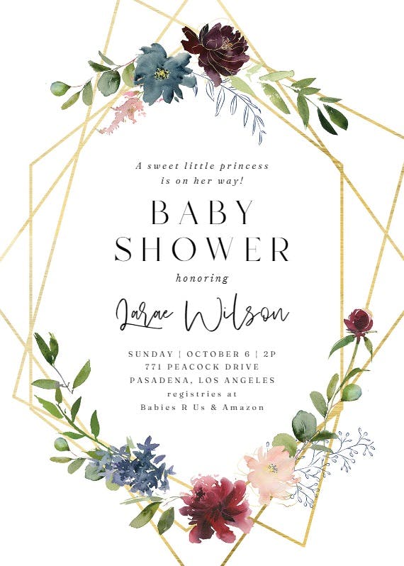 Geometric & flowers - baby shower invitation