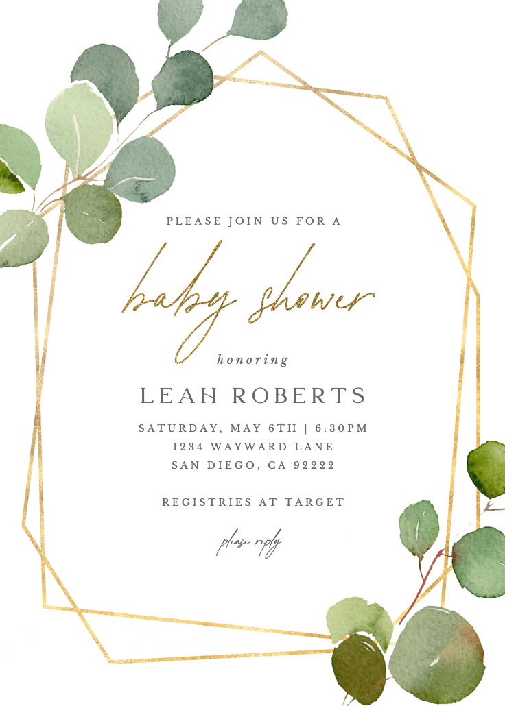 Geometric eucalyptus - baby shower invitation