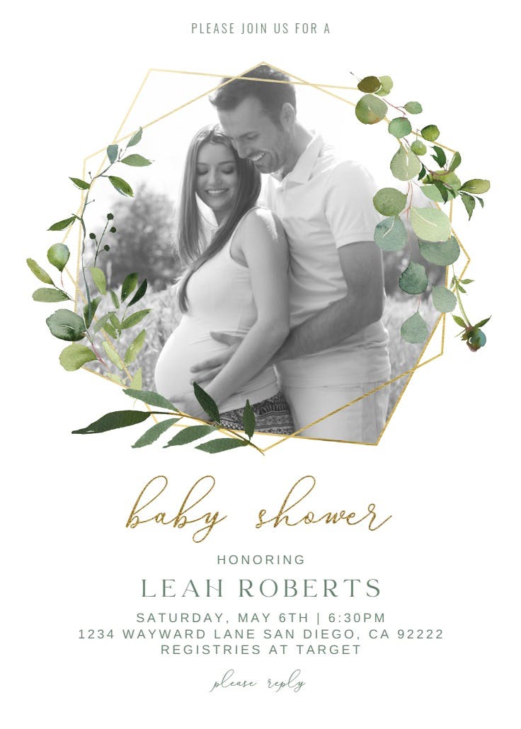 Geometric eucalyptus -  invitación para baby shower