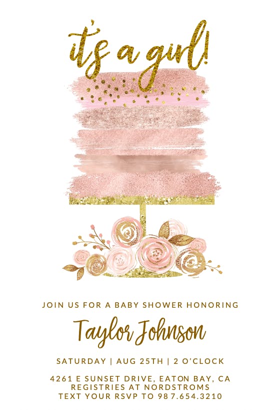 Glitter cake - baby shower invitation