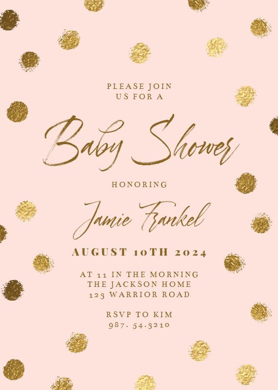 Gold dots -  invitación para baby shower