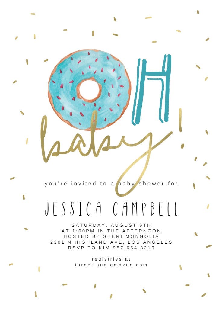 Golden oh donut - baby shower invitation