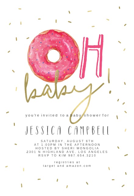 Golden Oh donut - Baby Shower Invitation