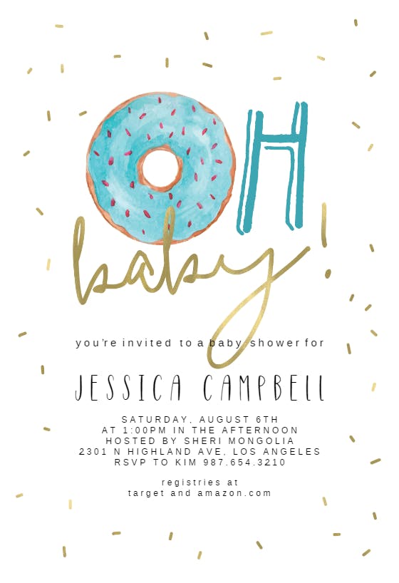 Golden oh donut -  invitación para baby shower