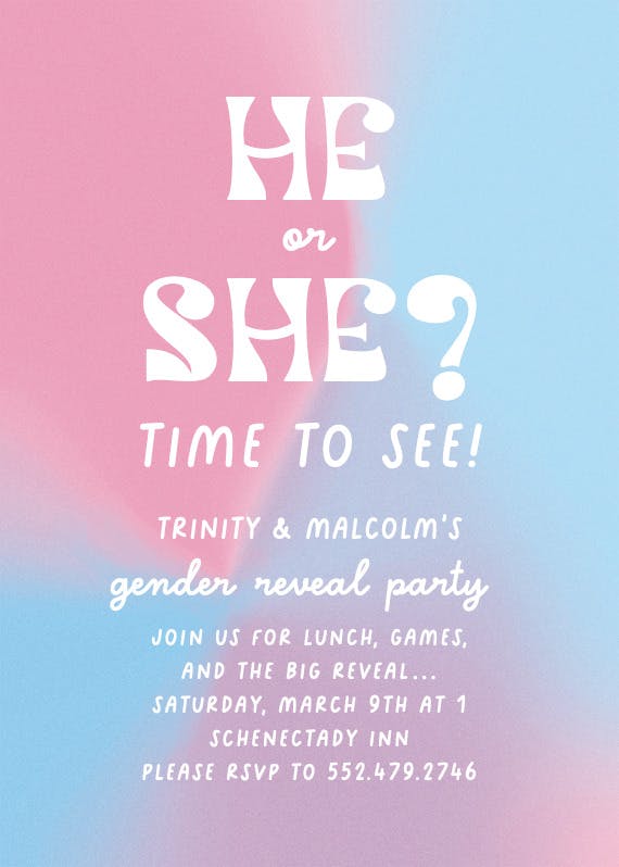 Gradient hues - gender reveal invitation