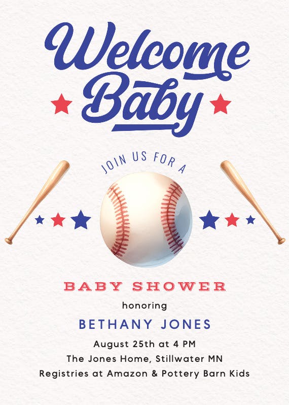 Grand slam baby -  invitación para baby shower