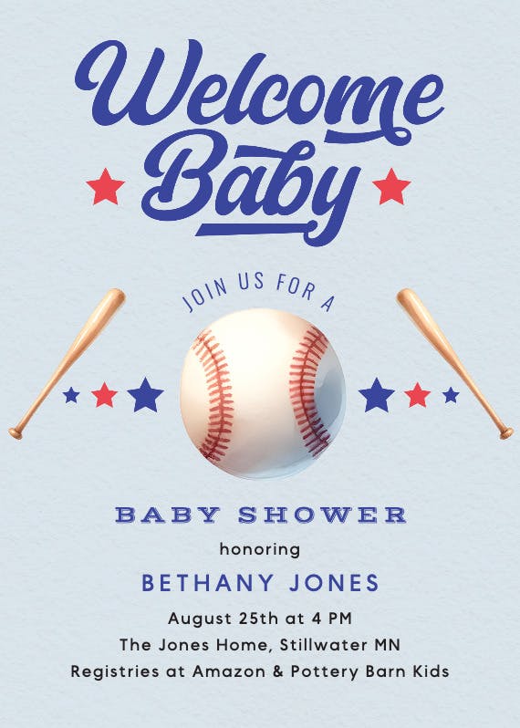 Grand slam baby -  invitación para baby shower