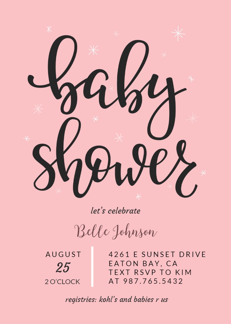 Hand Lettering - Baby shower invitation Template (Free) | Greetings Island
